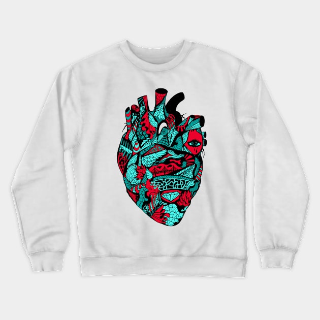 Turqred Transparent Heart Crewneck Sweatshirt by kenallouis